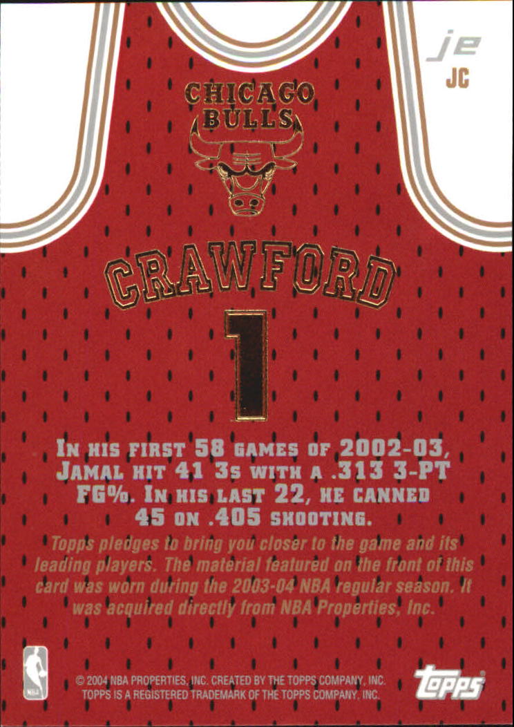 2003-04 Topps Jersey Edition #JC Jamal Crawford back image