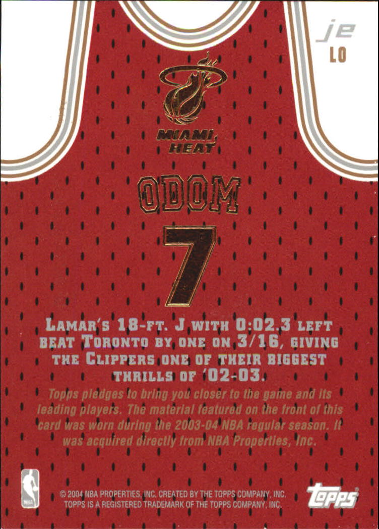 2003-04 Topps Jersey Edition #LO Lamar Odom back image
