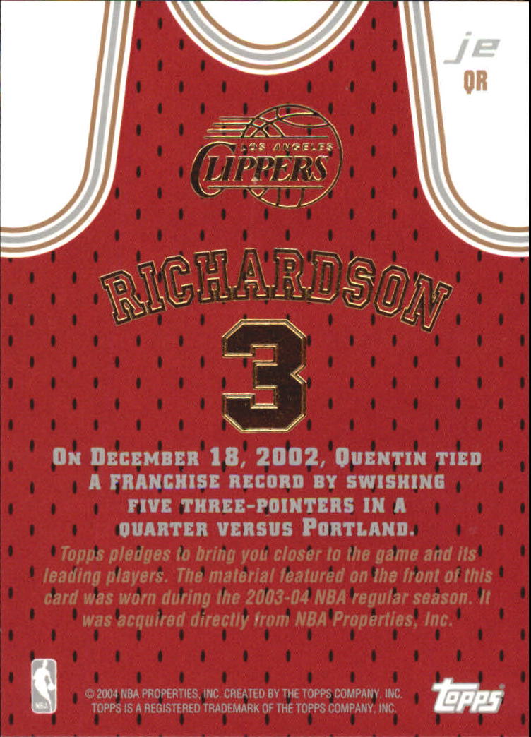 2003-04 Topps Jersey Edition #QR Quentin Richardson back image