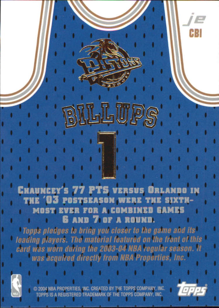 2003-04 Topps Jersey Edition #CBI Chauncey Billups back image