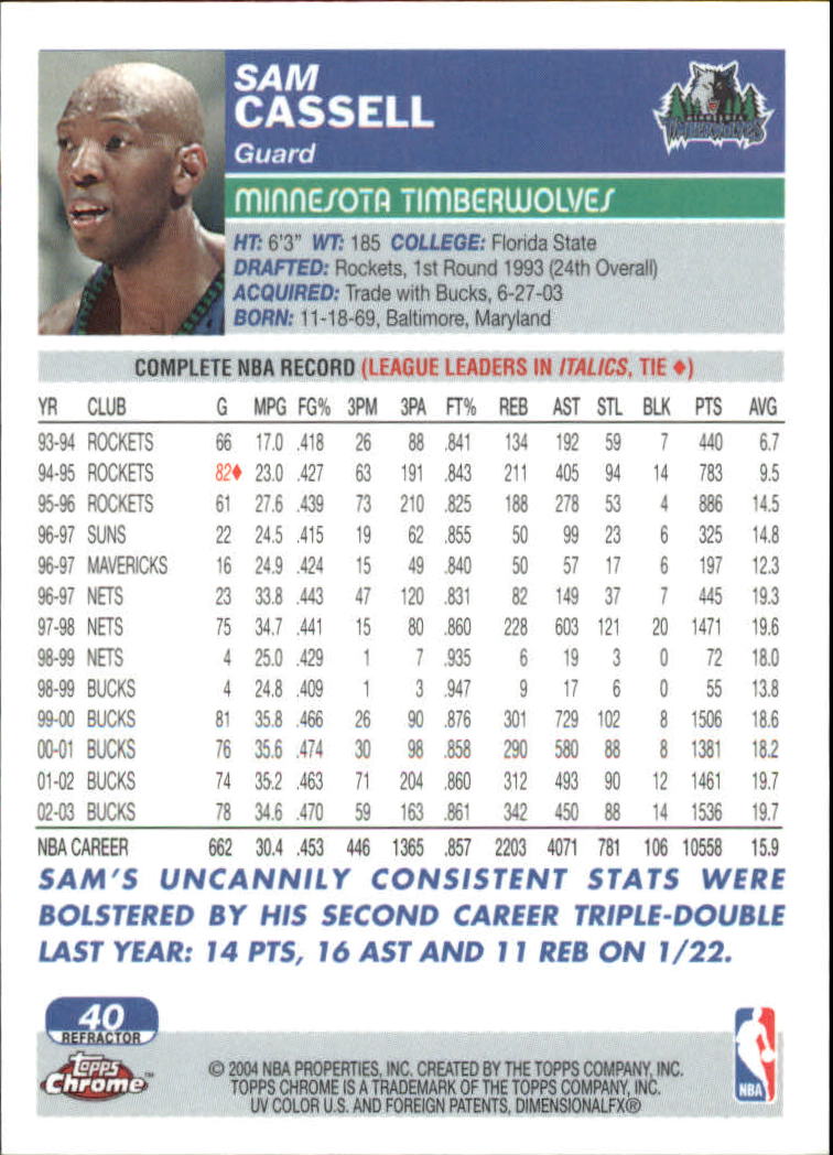 2003-04 Topps cromo refractor de baloncesto paralelo individuales - tú eliges - Imagen 3 de 9