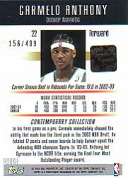 2003-04 Topps Contemporary Collection #22 Carmelo Anthony AU RC back image