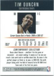 2003-04 Topps Contemporary Collection #98 Tim Duncan back image