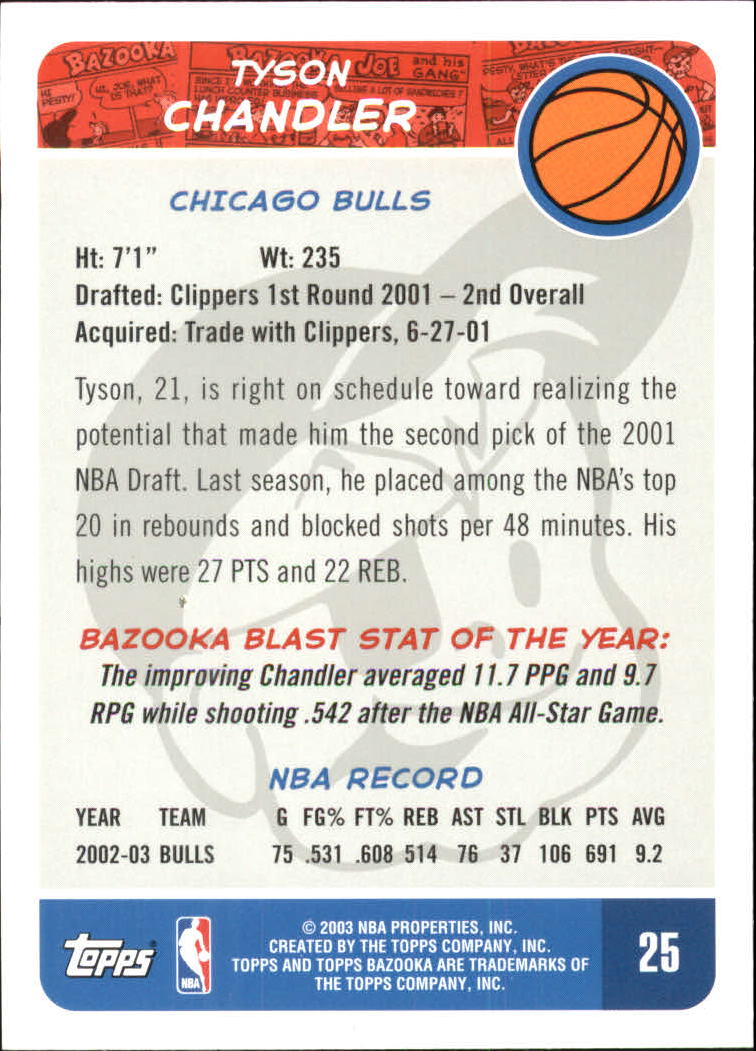 2003-04 Bazooka #25 Tyson Chandler back image