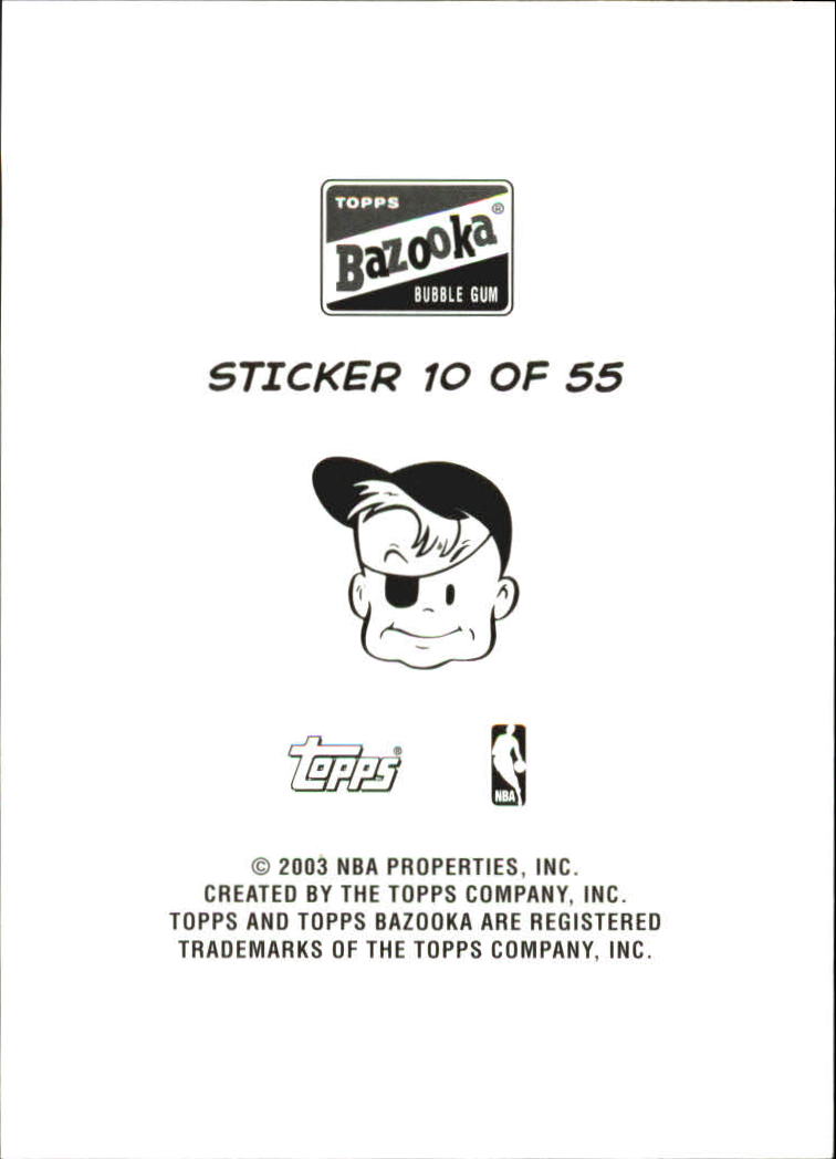 2003-04 Bazooka Four on One Stickers #10 Allan Houston/Ray Allen/Troy Hudson/Reggie Miller back image