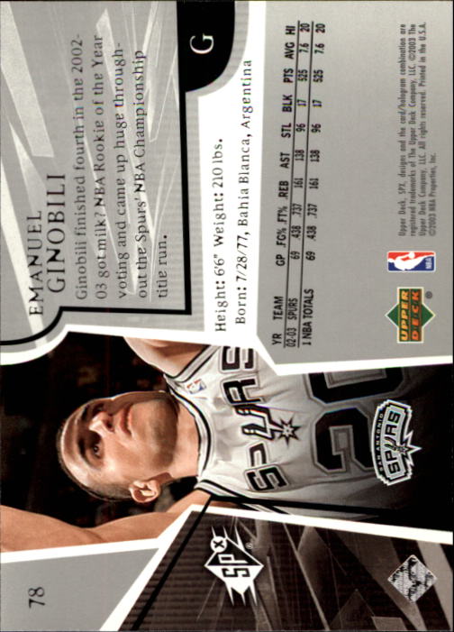Manu Ginobili cards (2003-2018) Spurs - You Choose - Picture 13 of 163