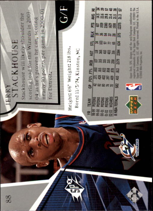 2003-04 SPx #88 Jerry Stackhouse back image