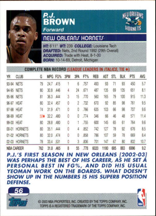 B1545- 2003-04 Topps Erste Ausgabe BK Karten 1-249 -du Pick- 15 + Gratis US Ship - Bild 47 von 315