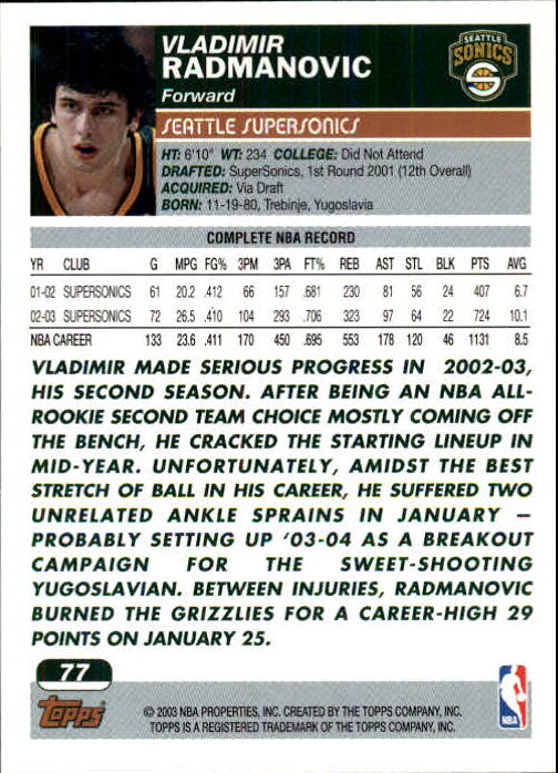 B1545- 2003-04 Topps Erste Ausgabe BK Karten 1-249 -du Pick- 15 + Gratis US Ship - Bild 87 von 315