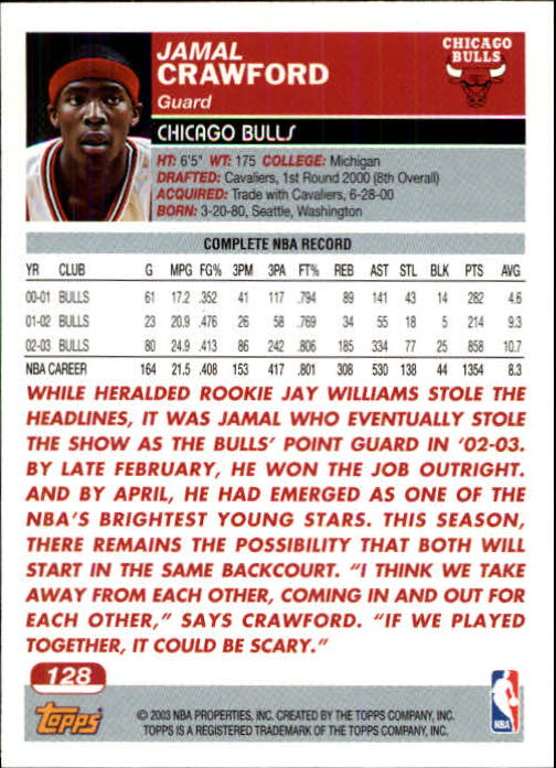 2003-04 Topps First Edition #128 Jamal Crawford back image