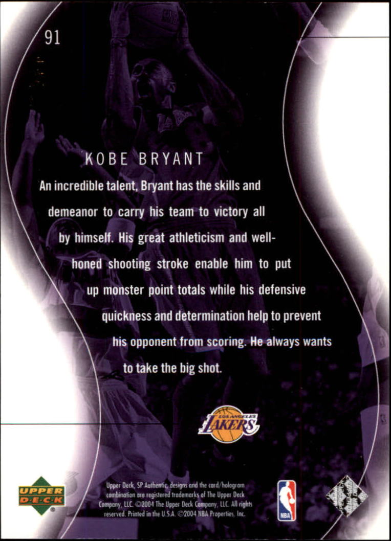 2003-04 SP Authentic #91 Kobe Bryant SPEC back image