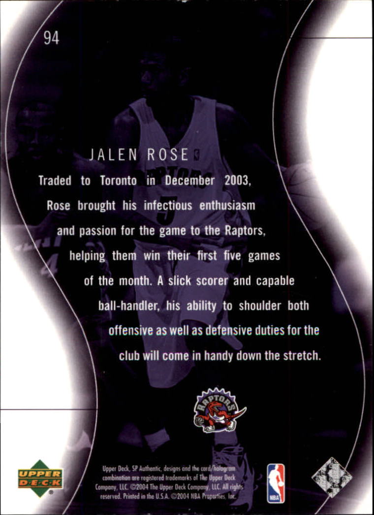 2003-04 SP Authentic #94 Jalen Rose SPEC back image