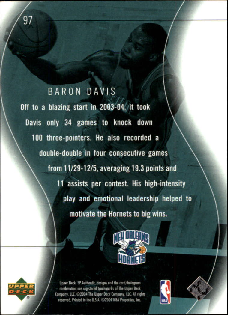 2003-04 SP Authentic #97 Baron Davis SPEC back image