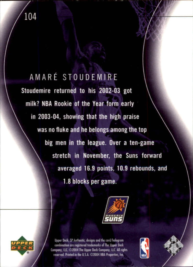 2003-04 SP Authentic #104 Amare Stoudemire SPEC back image