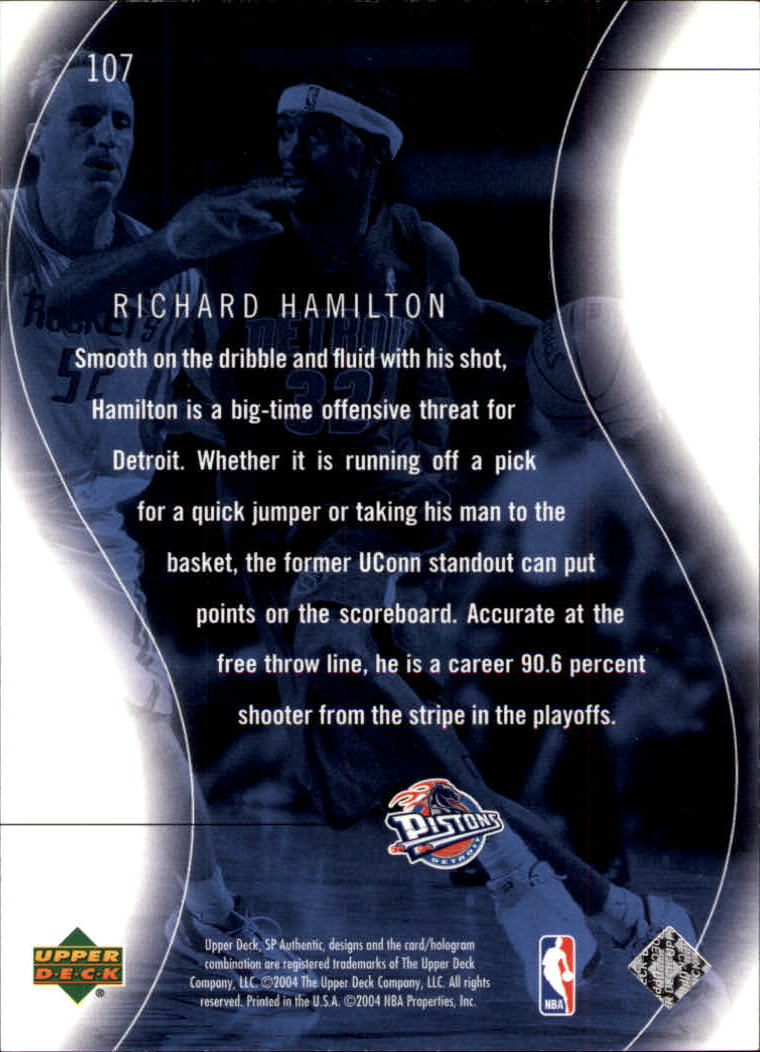 2003-04 SP Authentic #107 Richard Hamilton SPEC back image
