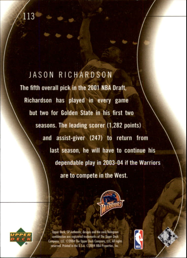 2003-04 SP Authentic #113 Jason Richardson SPEC back image