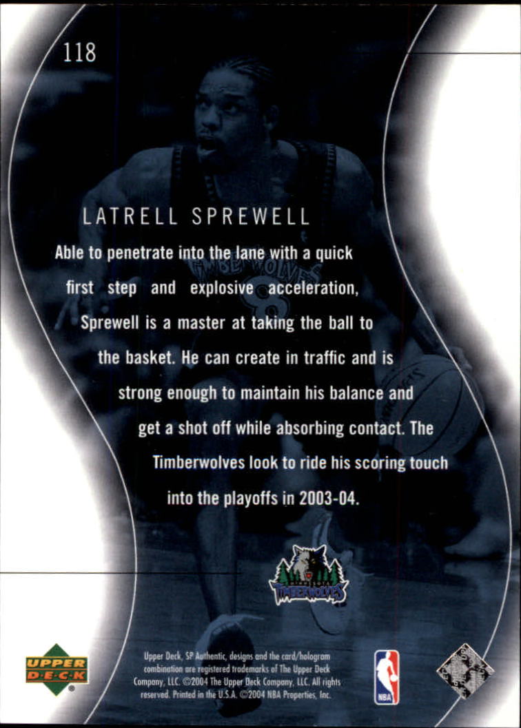 2003-04 SP Authentic #118 Latrell Sprewell SPEC back image