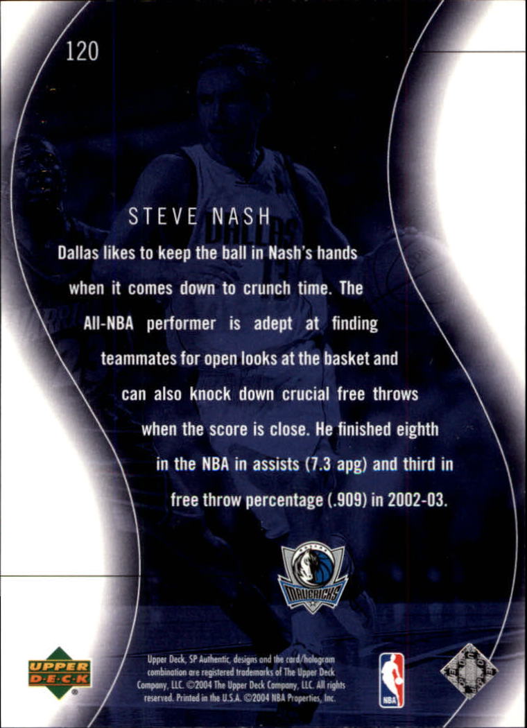 2003-04 SP Authentic #120 Steve Nash SPEC back image