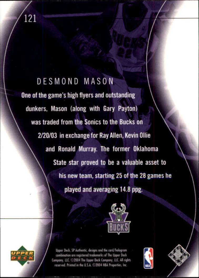 2003-04 SP Authentic #121 Desmond Mason SPEC back image