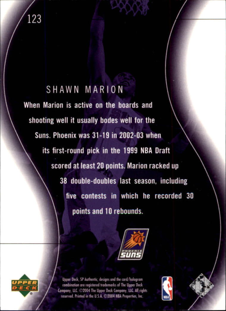 2003-04 SP Authentic #123 Shawn Marion SPEC back image