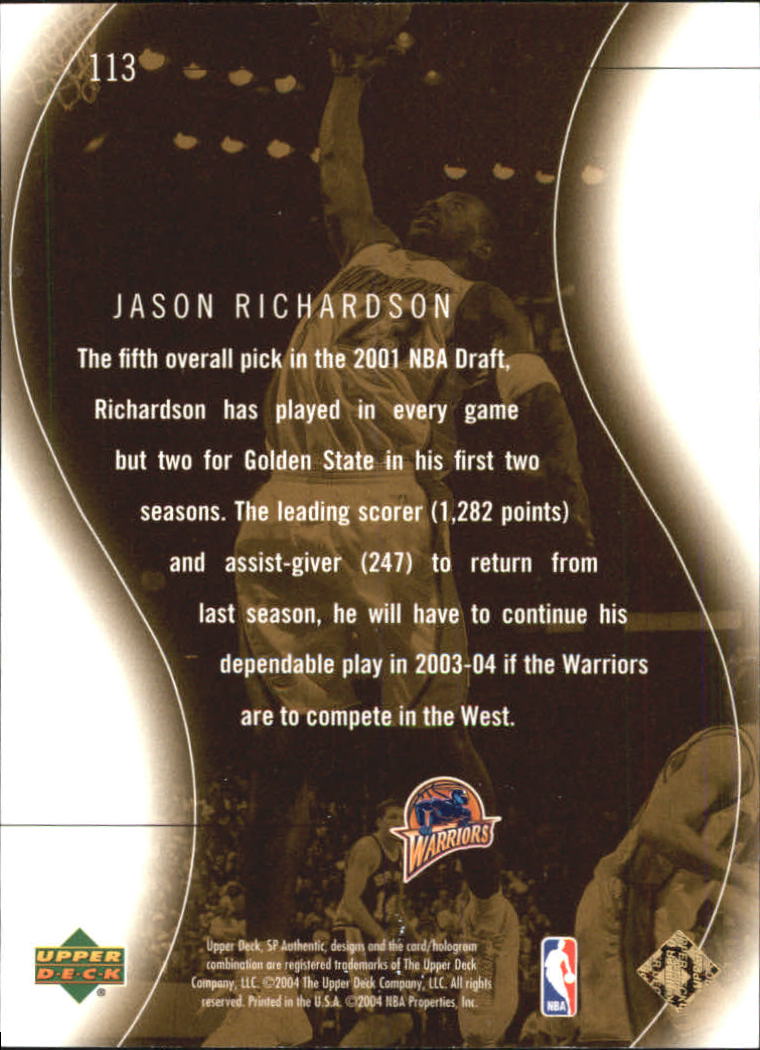 2003-04 SP Authentic Limited #113 Jason Richardson SPEC back image
