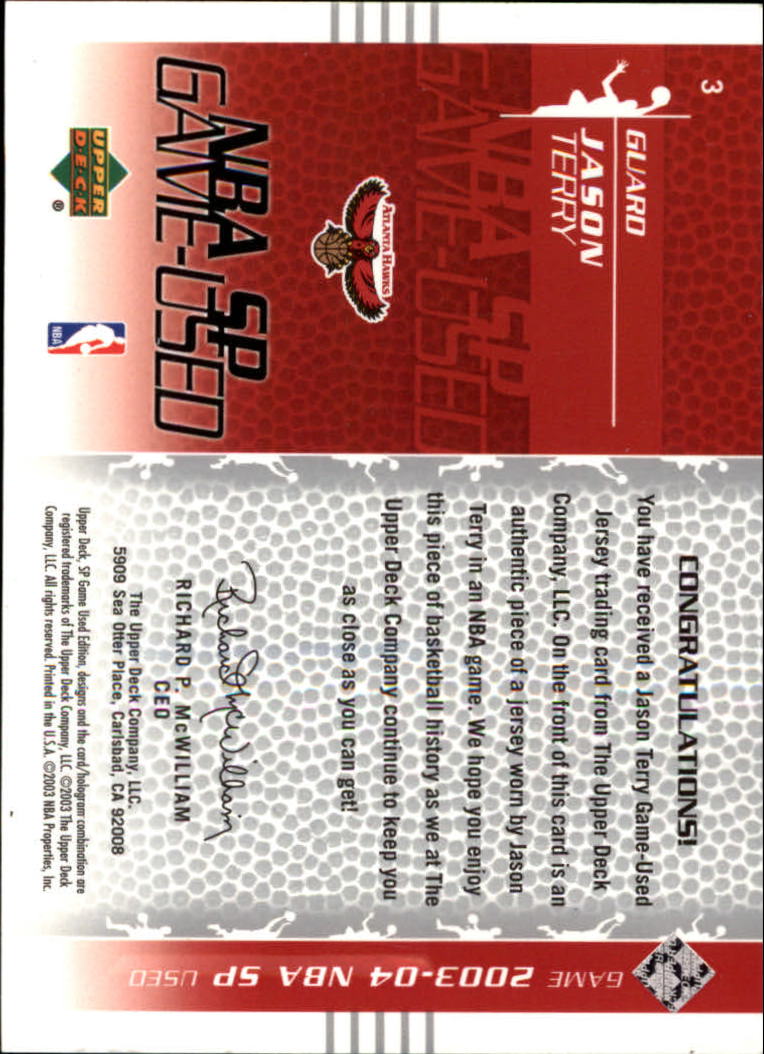 2003-04 SP Game Used #3 Jason Terry JSY back image
