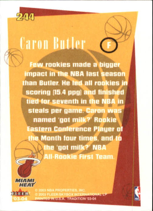 2003-04 Fleer Tradition #244 Caron Butler BS back image