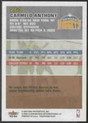 2003-04 Fleer Tradition #263 Carmelo Anthony RC back image