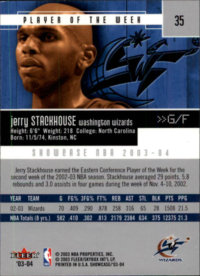 2003-04 Fleer Showcase #35 Jerry Stackhouse back image