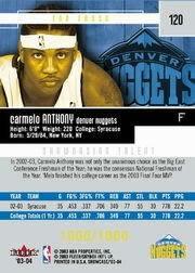 2003-04 Fleer Showcase #120 Carmelo Anthony RC back image