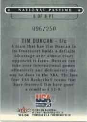 2003-04 Fleer Patchworks National Pastime #6 Tim Duncan back image