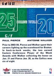 2003-04 Fleer Genuine Insider Scoring Threats #6 Paul Pierce/Antoine Walker back image