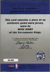 2003-04 Fleer Focus NBA Shirtified Jerseys 150 #NSMB Mike Bibby back image