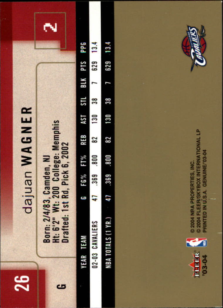 2003-04 Fleer Genuine Insider #26 Dajuan Wagner - NM-MT