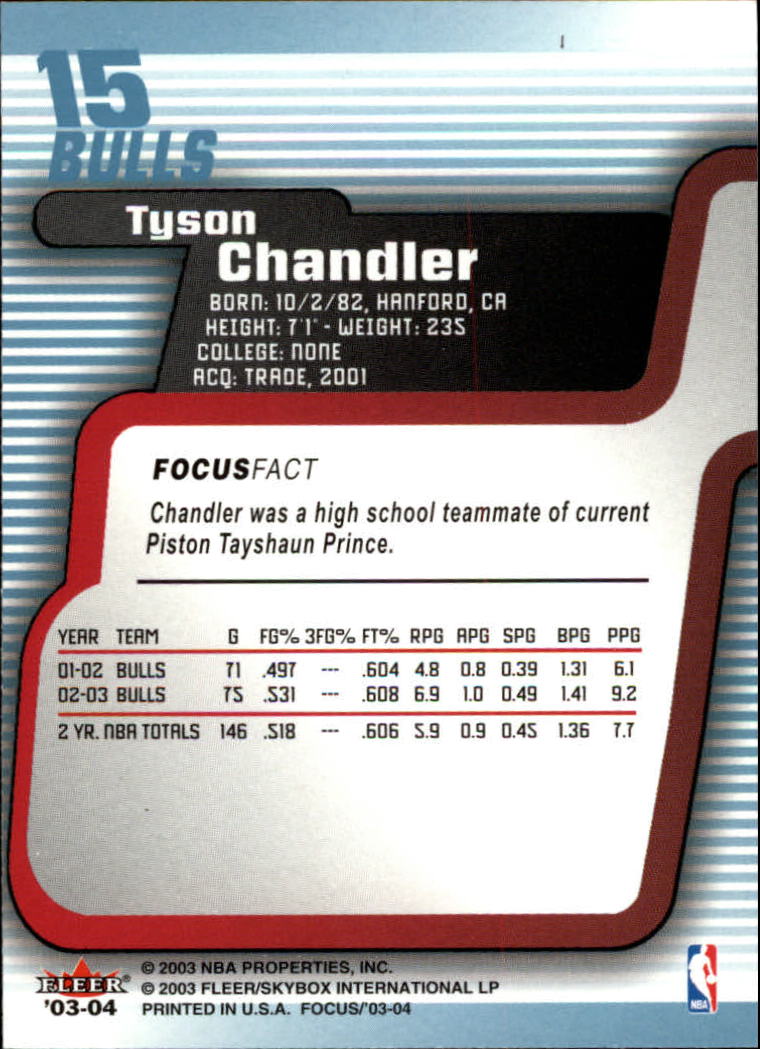 2003-04 Fleer Focus #15 Tyson Chandler back image