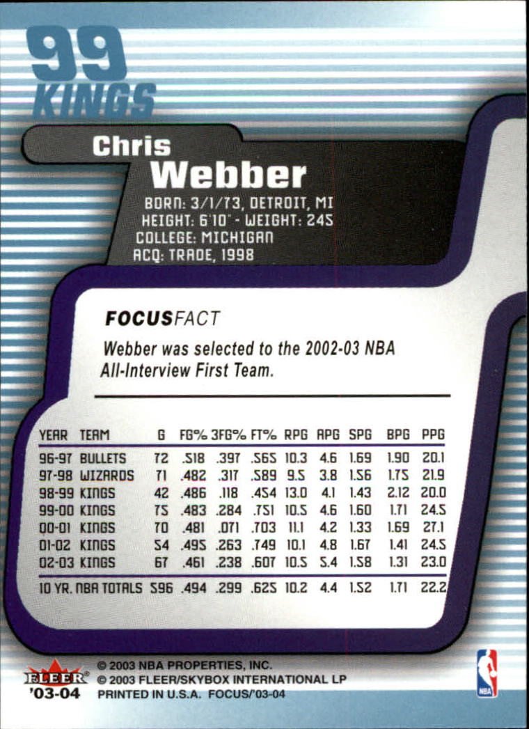 Chris webber cards (1994-2022) Kings Bullets 76ers - You Choose - Picture 199 of 258