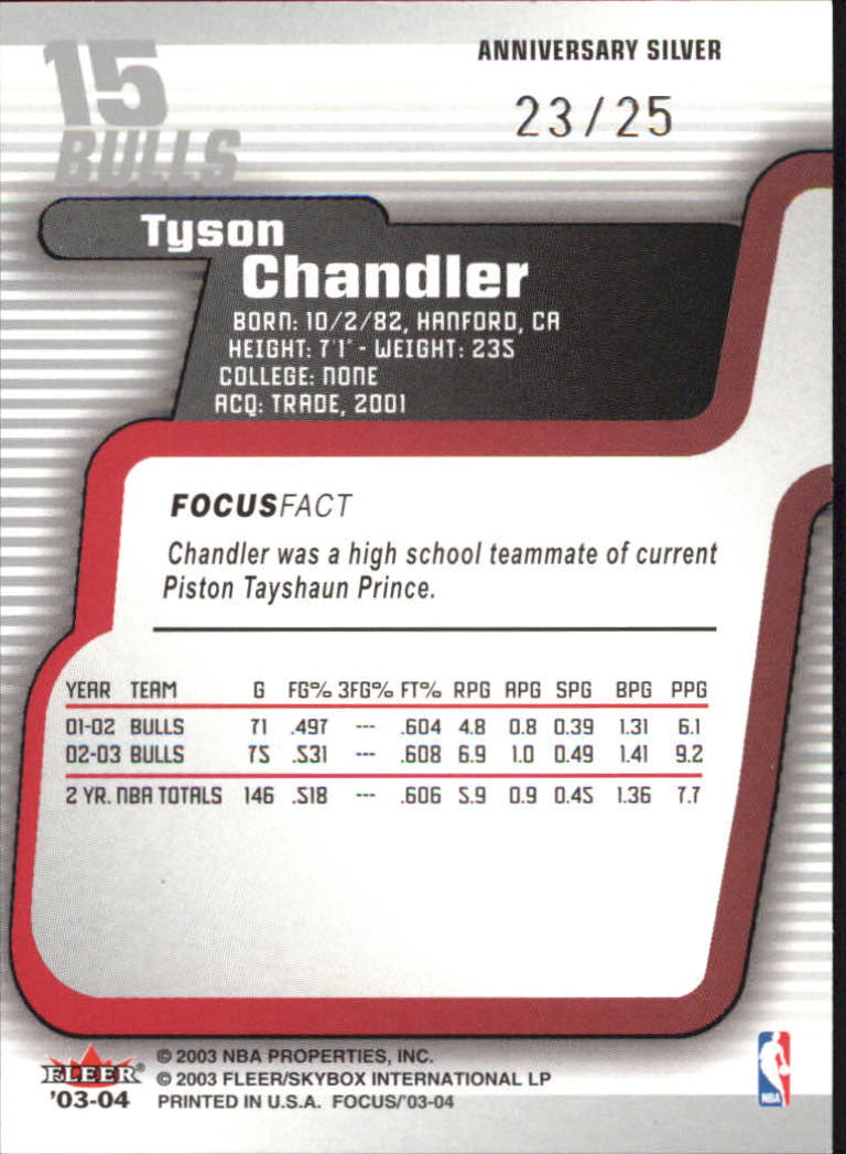 2003-04 Fleer Focus Silver #15 Tyson Chandler back image