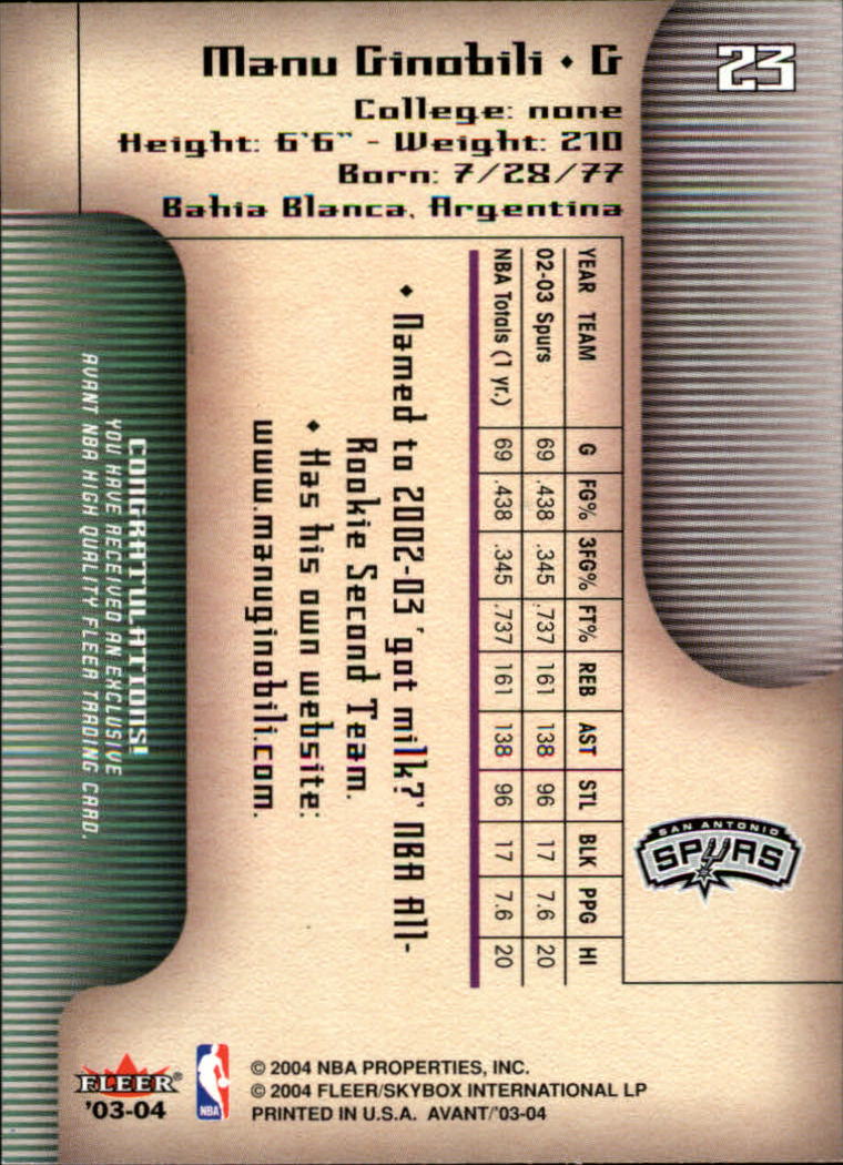 Manu Ginobili cards (2003-2018) Spurs - You Choose - Picture 7 of 163