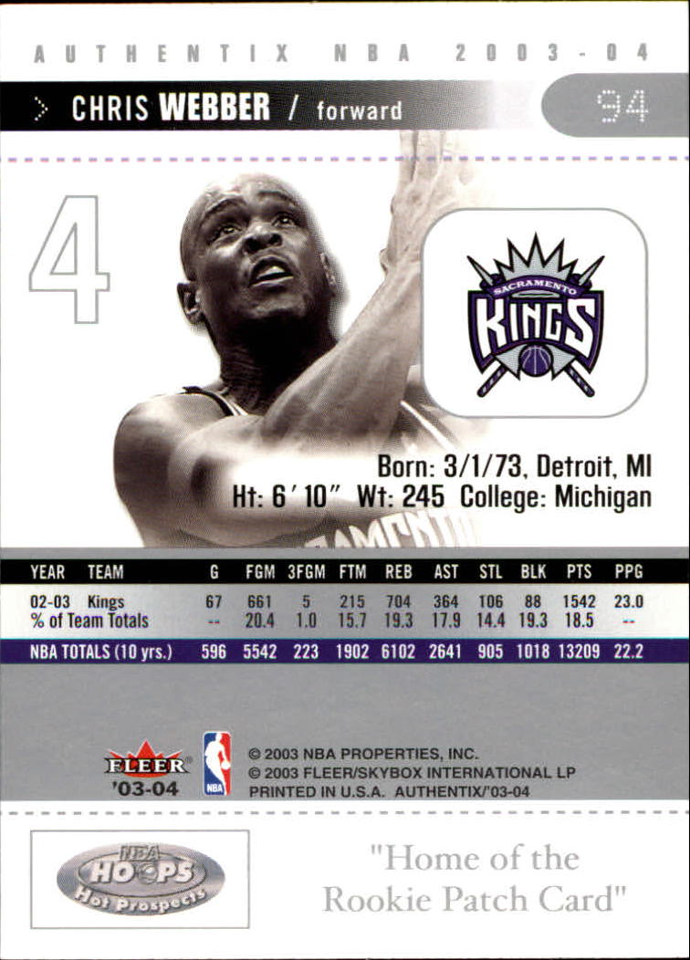 Chris webber cards (1994-2022) Kings Bullets 76ers - You Choose - Picture 195 of 258