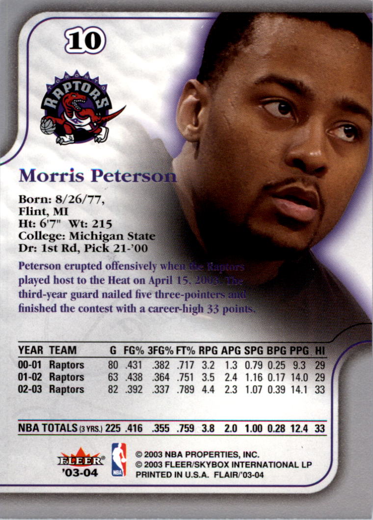 2003-04 Flair #10 Morris Peterson back image