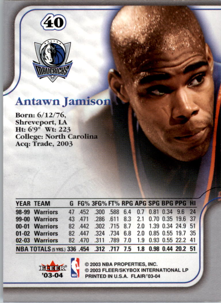 2003-04 Flair #40 Antawn Jamison back image