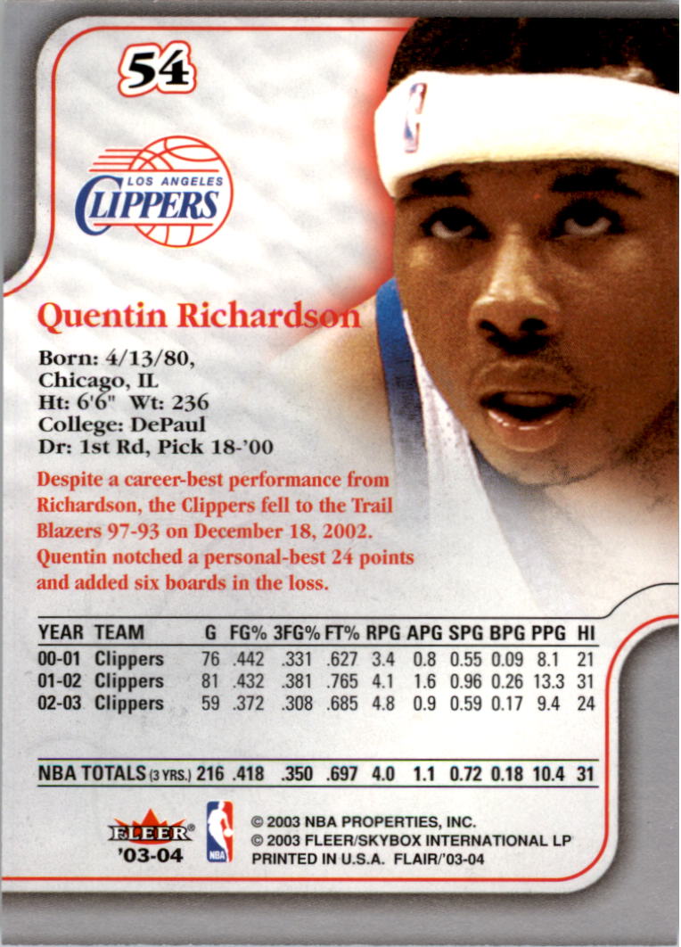B6849- 2003-04 Flair Basketball Card #s 1-90 -You Pick- 15+ FREE US SHIP - Picture 81 of 129