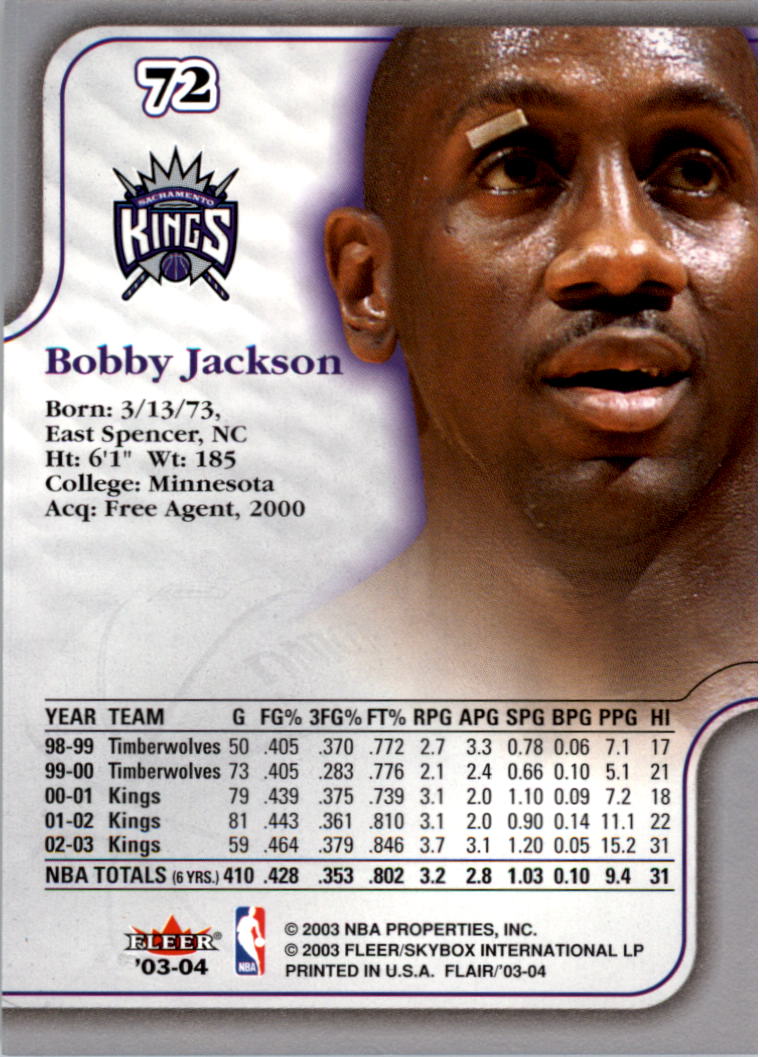 2003-04 Flair #72 Bobby Jackson back image