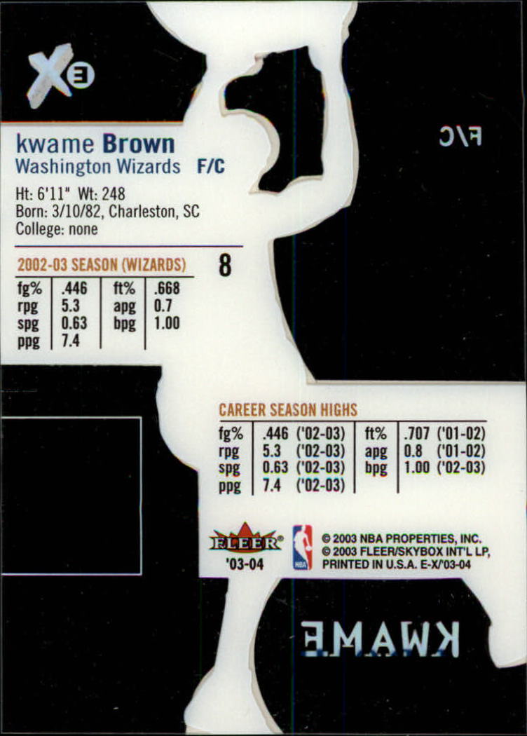 2003-04 E-X #8 Kwame Brown back image