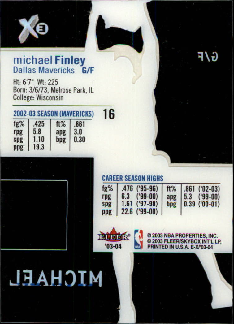 2003-04 E-X #16 Michael Finley back image