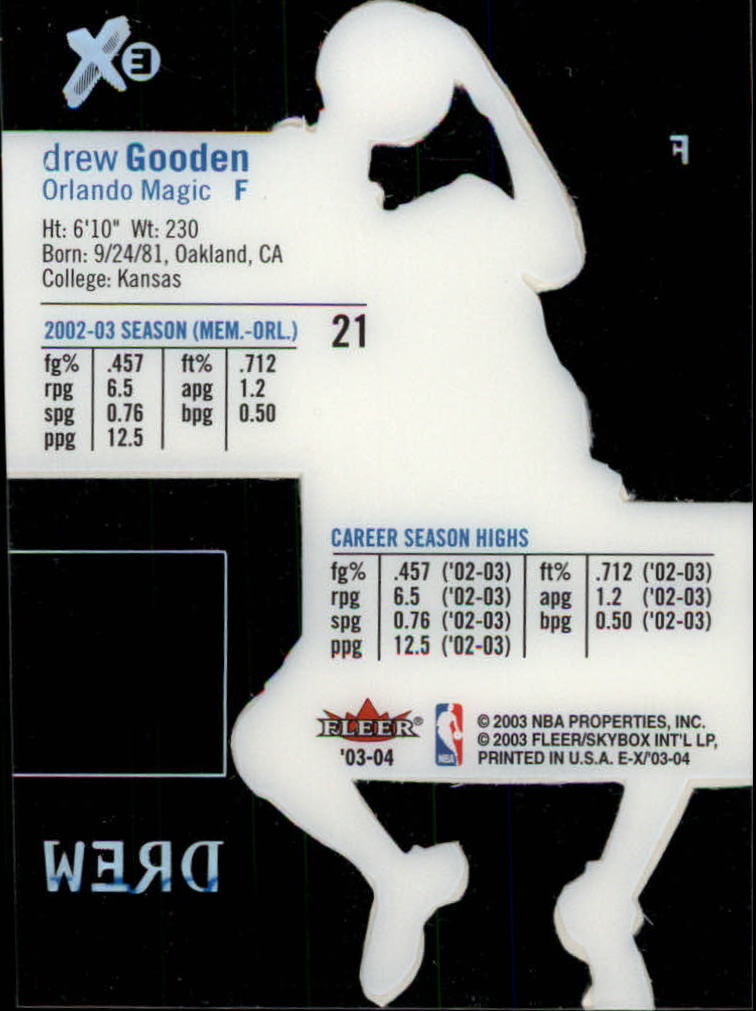 2003-04 E-X #21 Drew Gooden back image