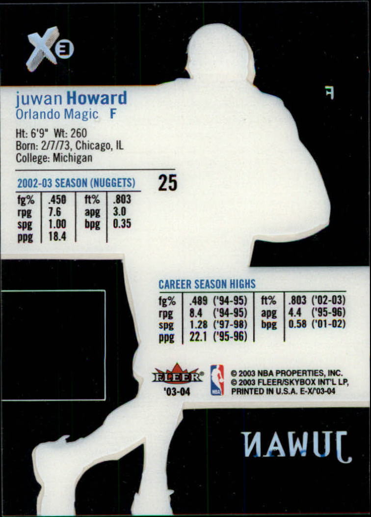 2003-04 E-X #25 Juwan Howard back image