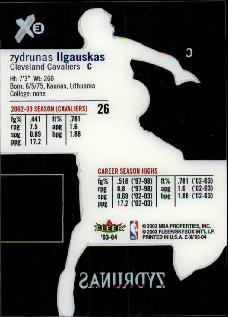 2003-04 E-X #26 Zydrunas Ilgauskas