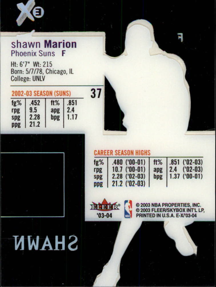 2003-04 E-X #37 Shawn Marion back image