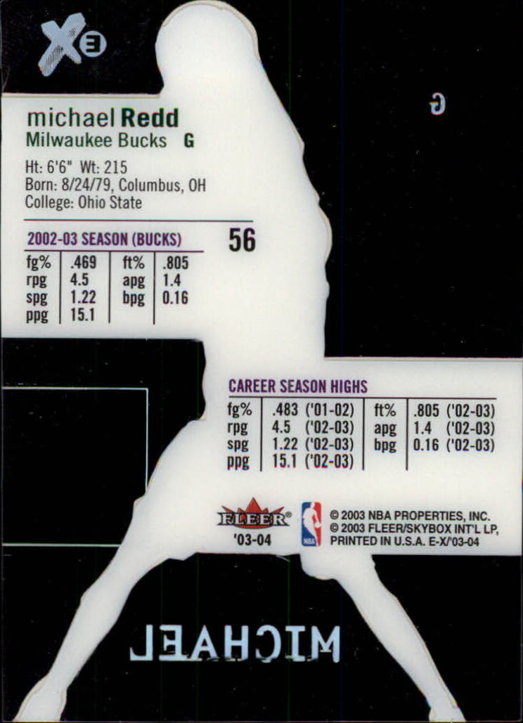 2003-04 E-X #56 Michael Redd back image